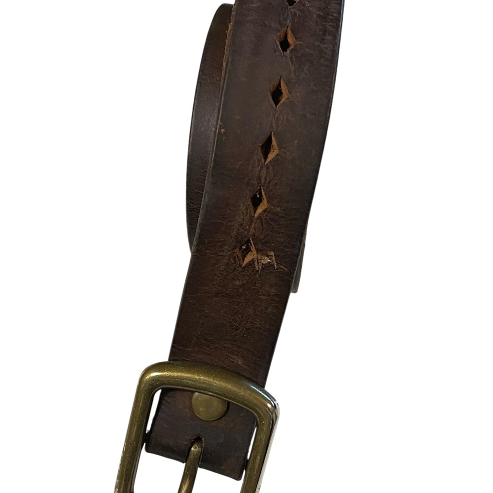 Smith & Rogue Brown Leather Belt with Brass Buckle – Distressed Style